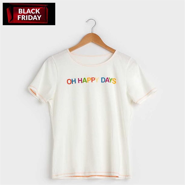 Tricou cu slogan Happy Days - L